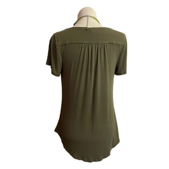 Cato Vintage 90's Drape Front Short Sleeve Green Top Size XS - Picture 3 of 7